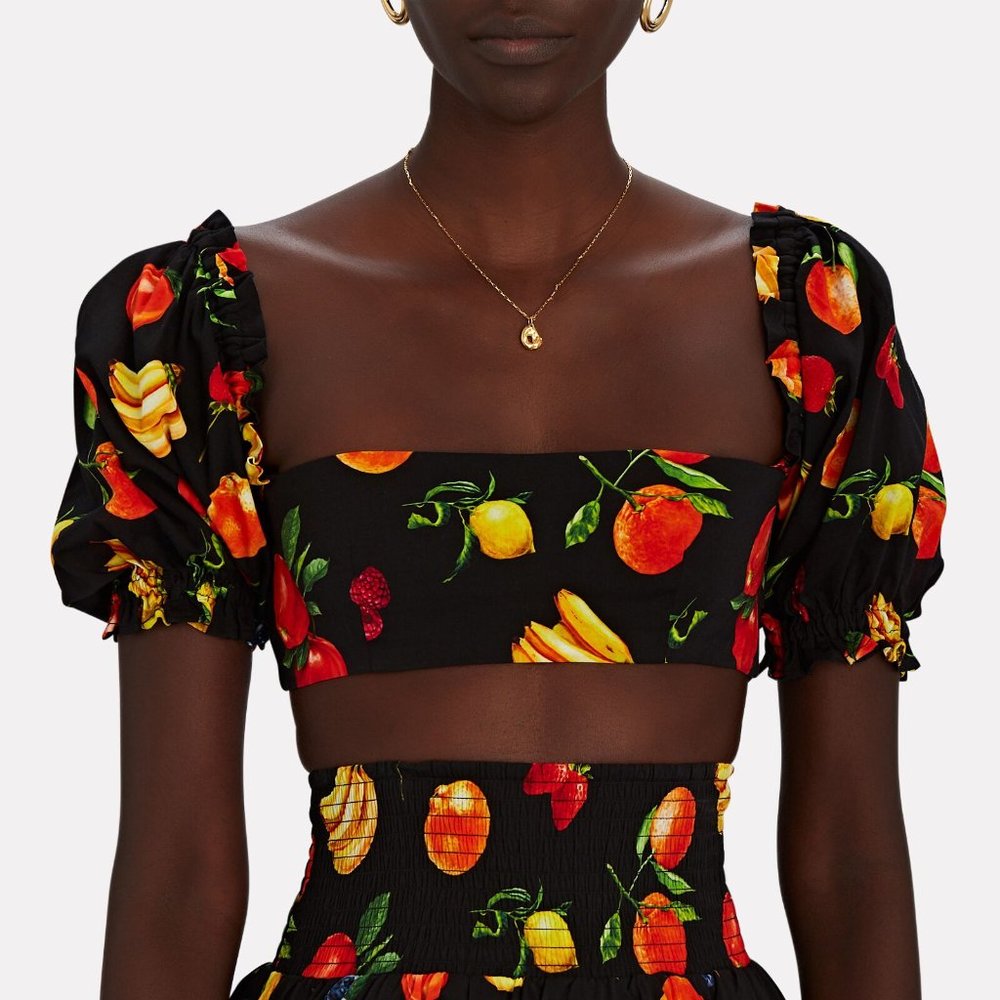 WeWoreWhat Coco Crop Top Black Fruits